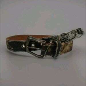 Nocona Leather Belt Womens 28 Waist Camouflage Print Pewter Buckle Mossy Oak